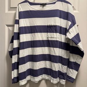 💙💙J. Crew Navy and White Striped Pocket Long Sleeved Tee